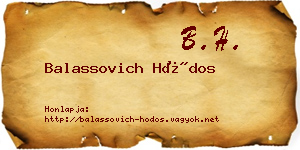 Balassovich Hódos névjegykártya